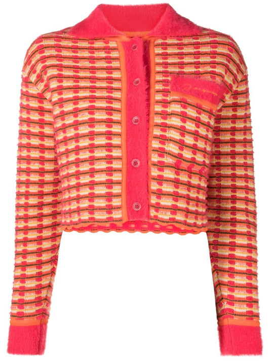 Orange Masio Scalloped Jacquard Cardigan