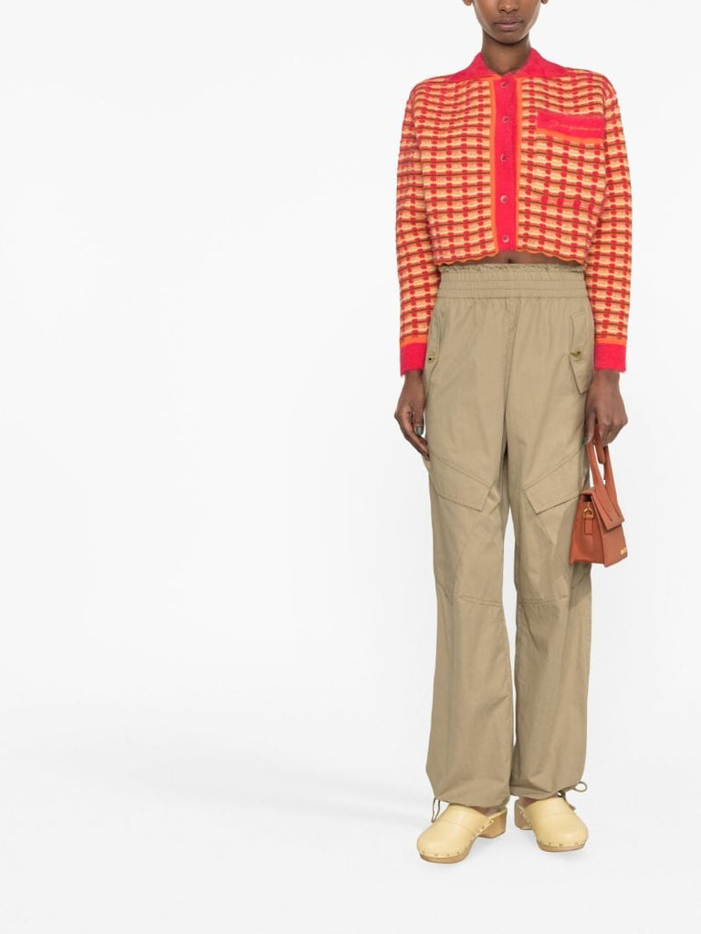 Orange Masio Scalloped Jacquard Cardigan