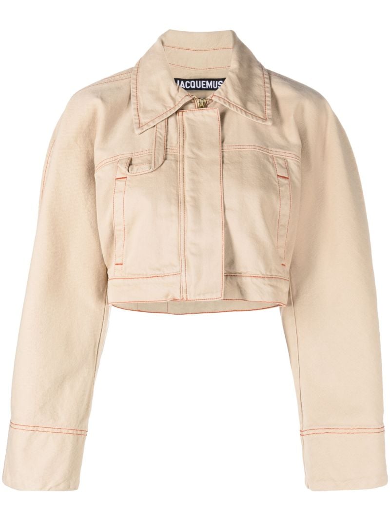 Neutral La Veste De NÃ_x0083_Â®mes Meio Cropped Denim Jacket