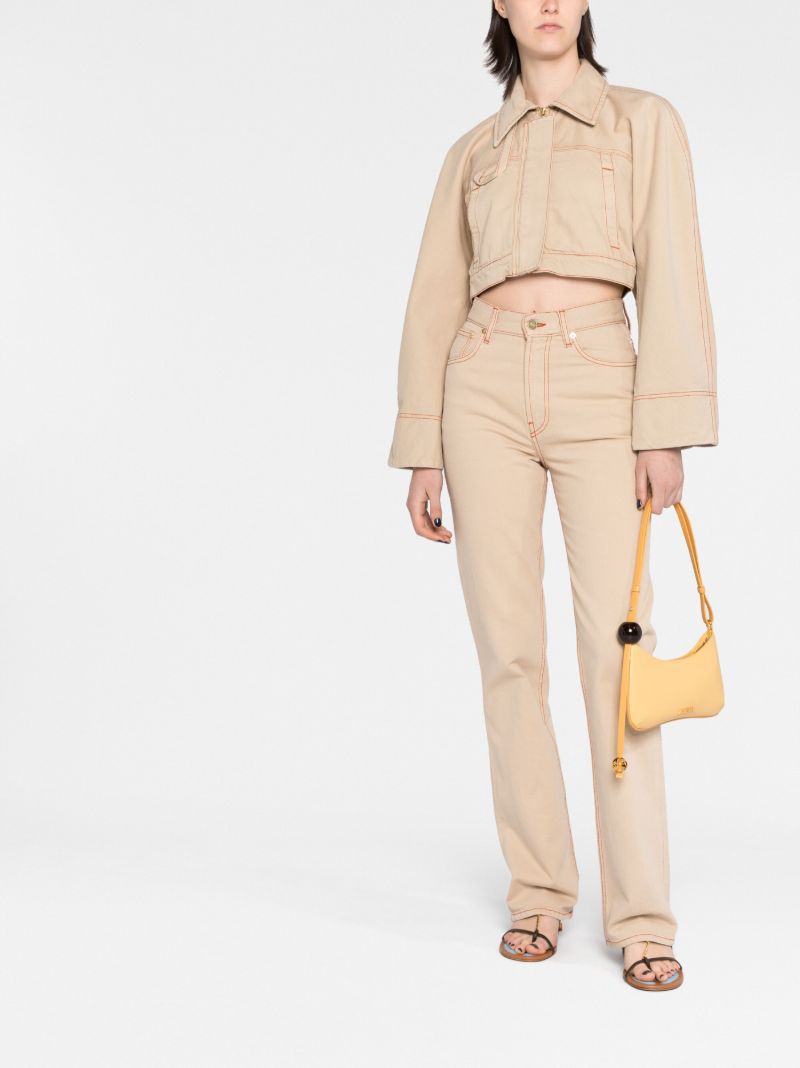 Neutral La Veste De NÃ_x0083_Â®mes Meio Cropped Denim Jacket