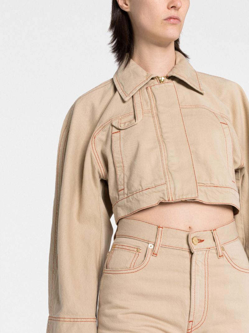 Neutral La Veste De NÃ_x0083_Â®mes Meio Cropped Denim Jacket