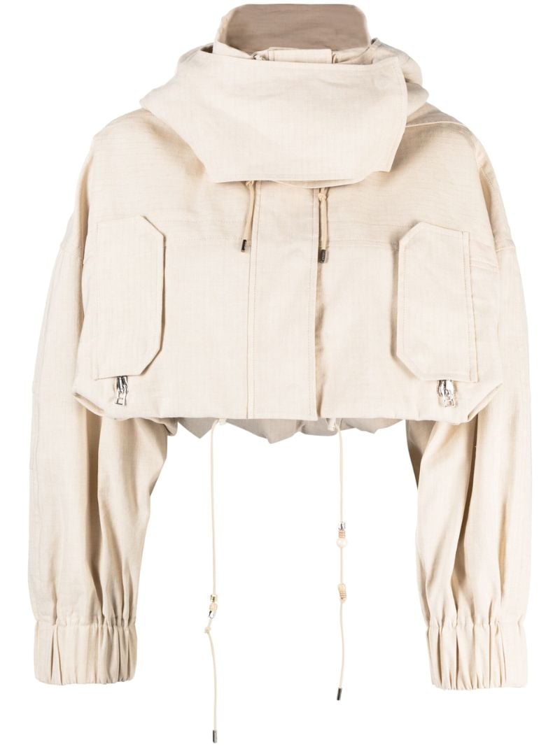 Neutral La Parka Raphia Cropped Jacket