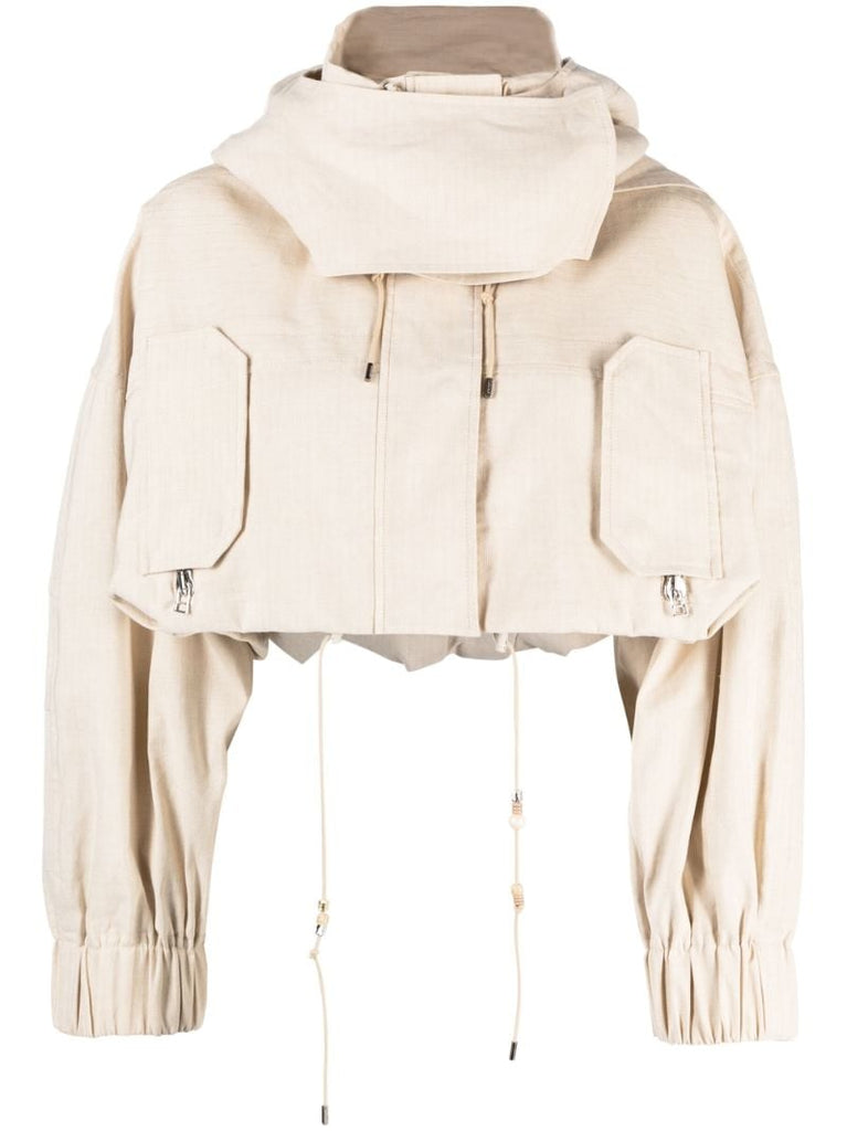 Neutral La Parka Raphia Cropped Jacket