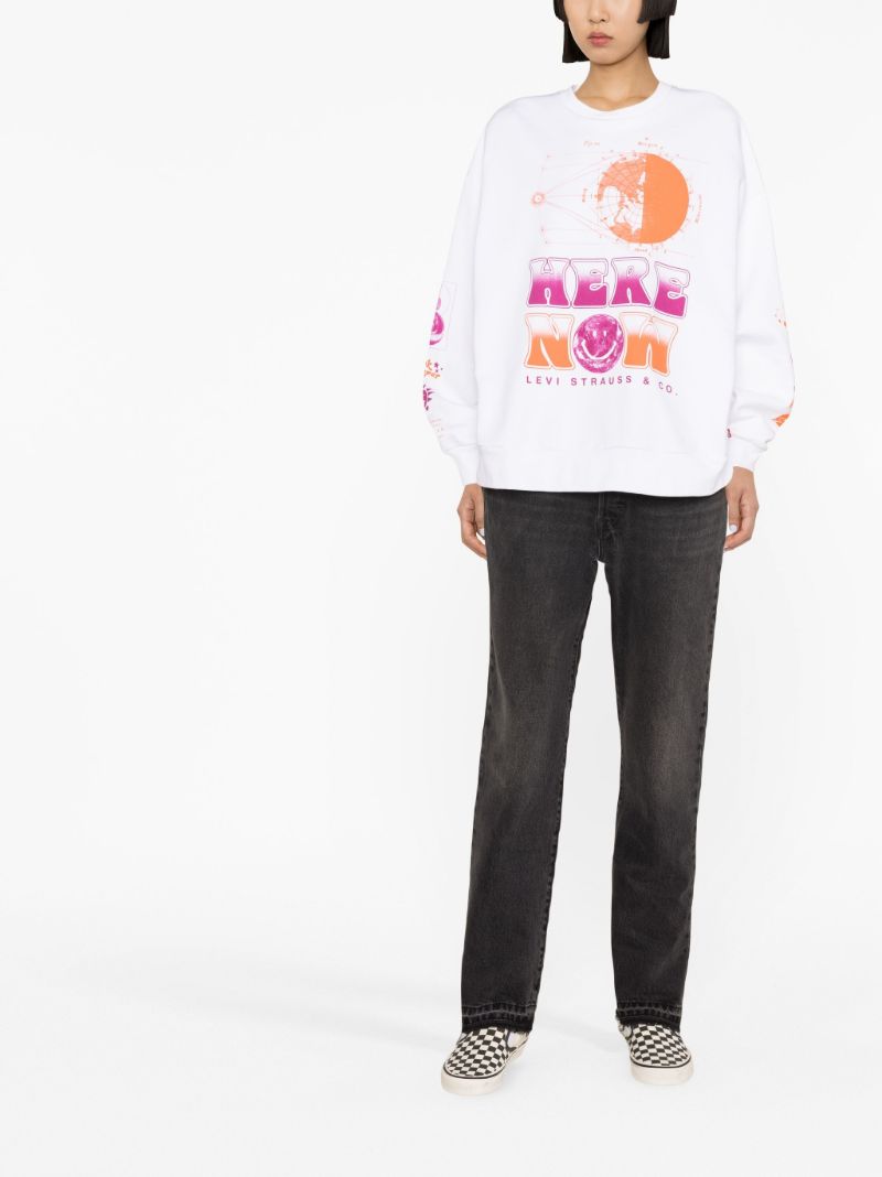 White Printed Cotton Sweatshirt