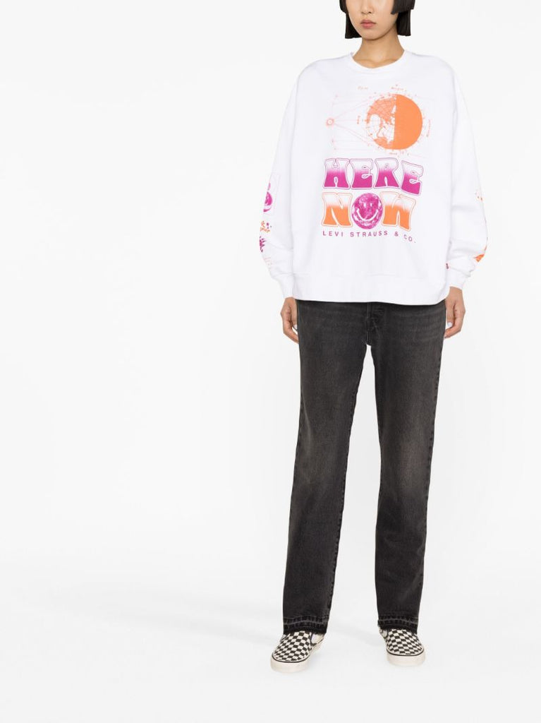 White Printed Cotton Sweatshirt