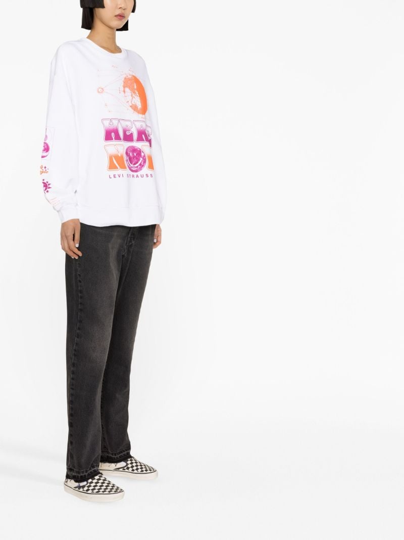 White Printed Cotton Sweatshirt