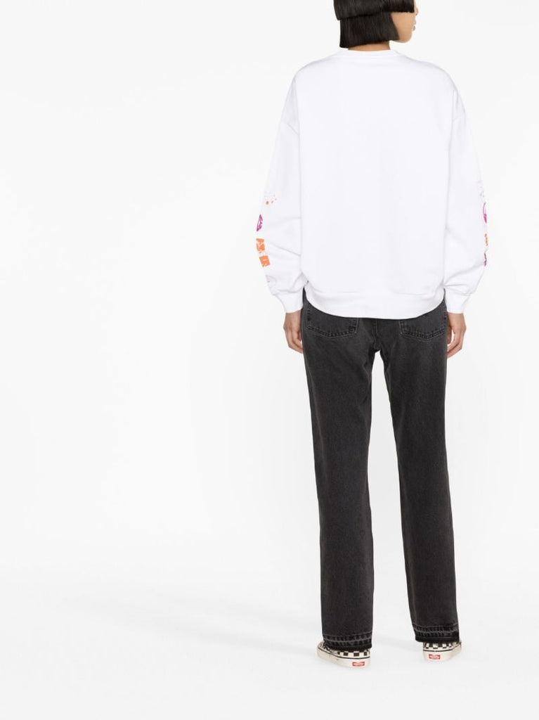 White Printed Cotton Sweatshirt