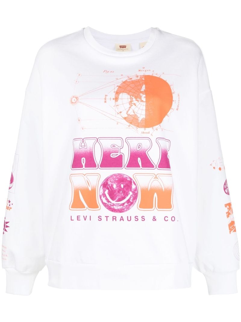 White Printed Cotton Sweatshirt