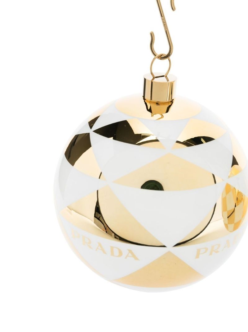 White and Gold-tone Glass Christmas Ornament Set