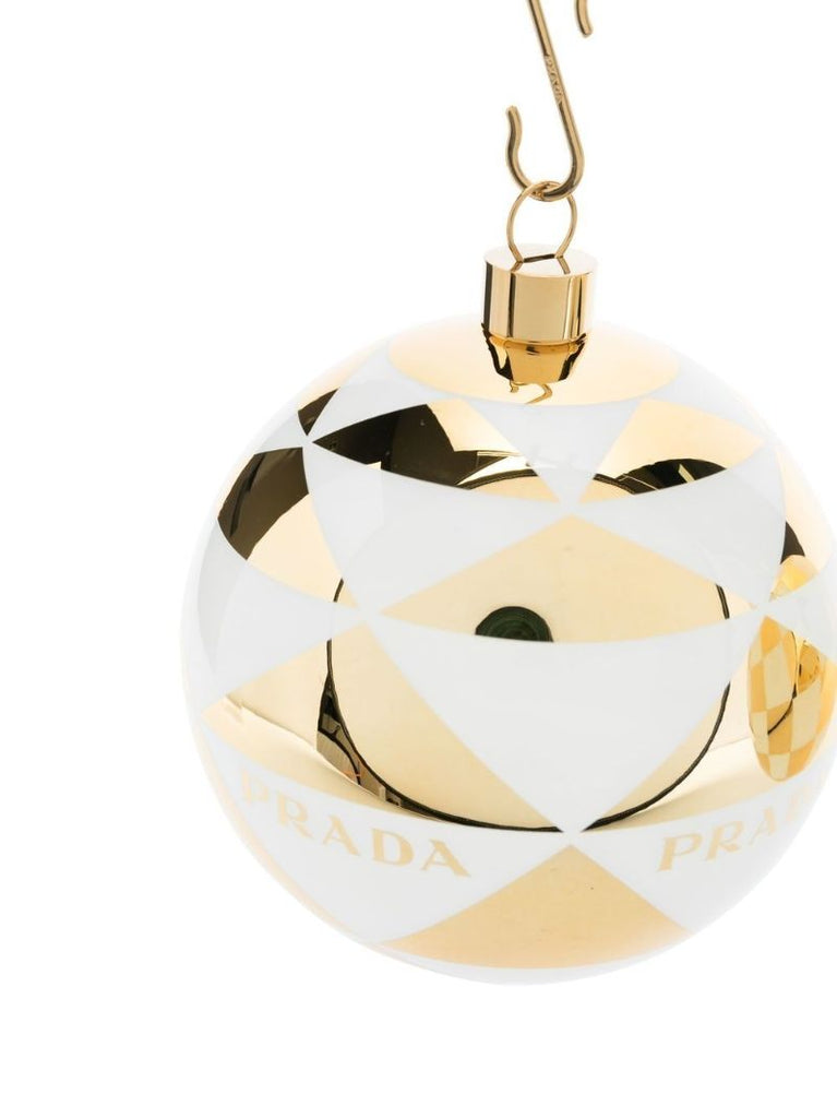 White and Gold-tone Glass Christmas Ornament Set