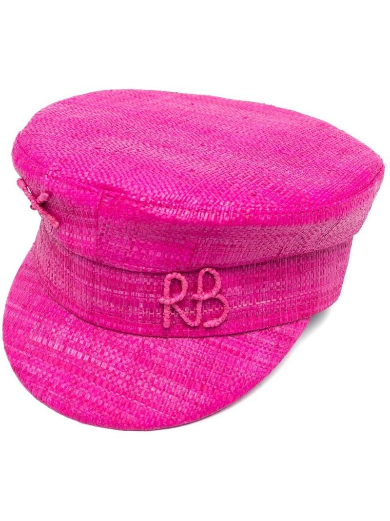 Pink Straw Baker Boy Hat