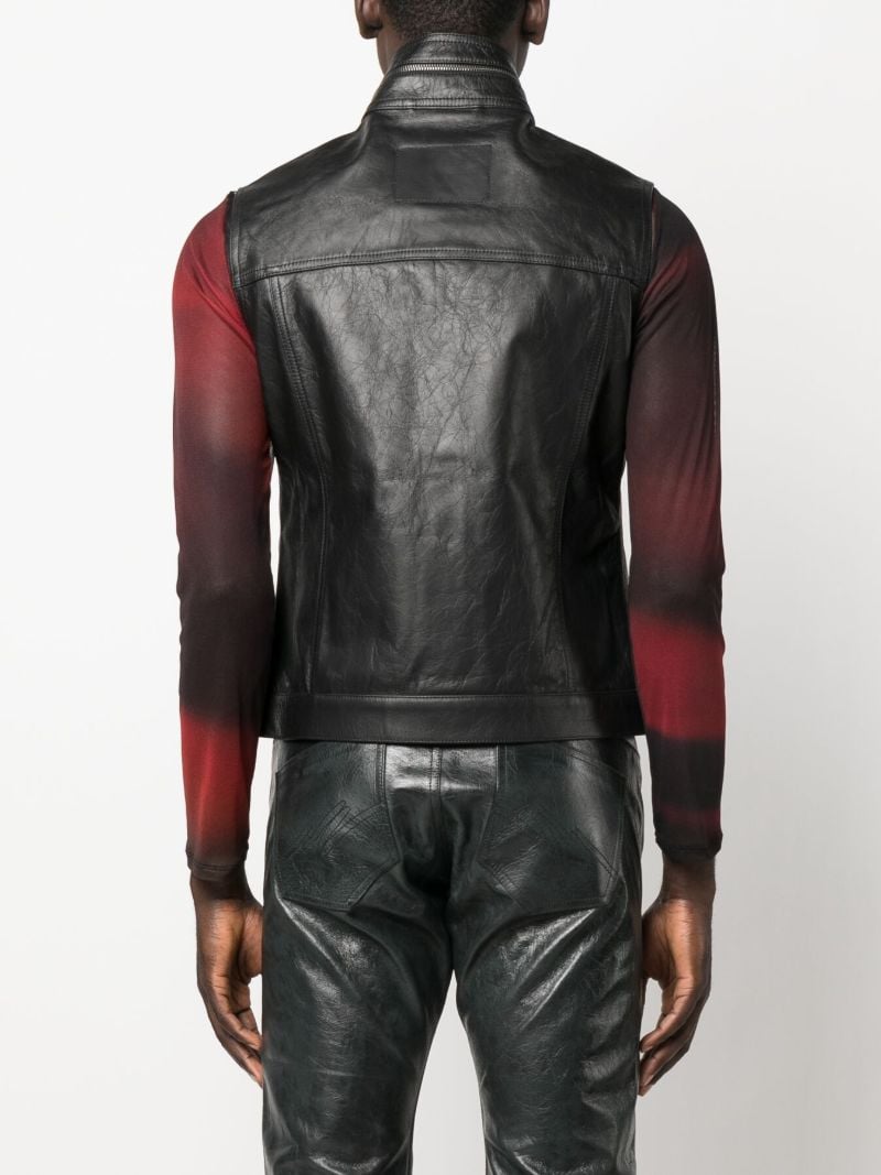 Black Zip-neck Leather Gilet