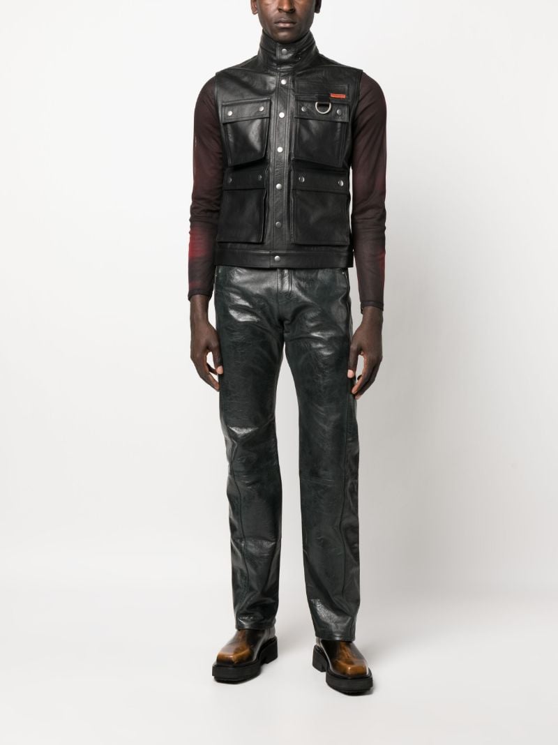 Black Zip-neck Leather Gilet