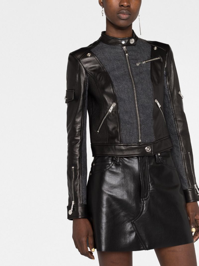 Black Panelled Biker Jacket