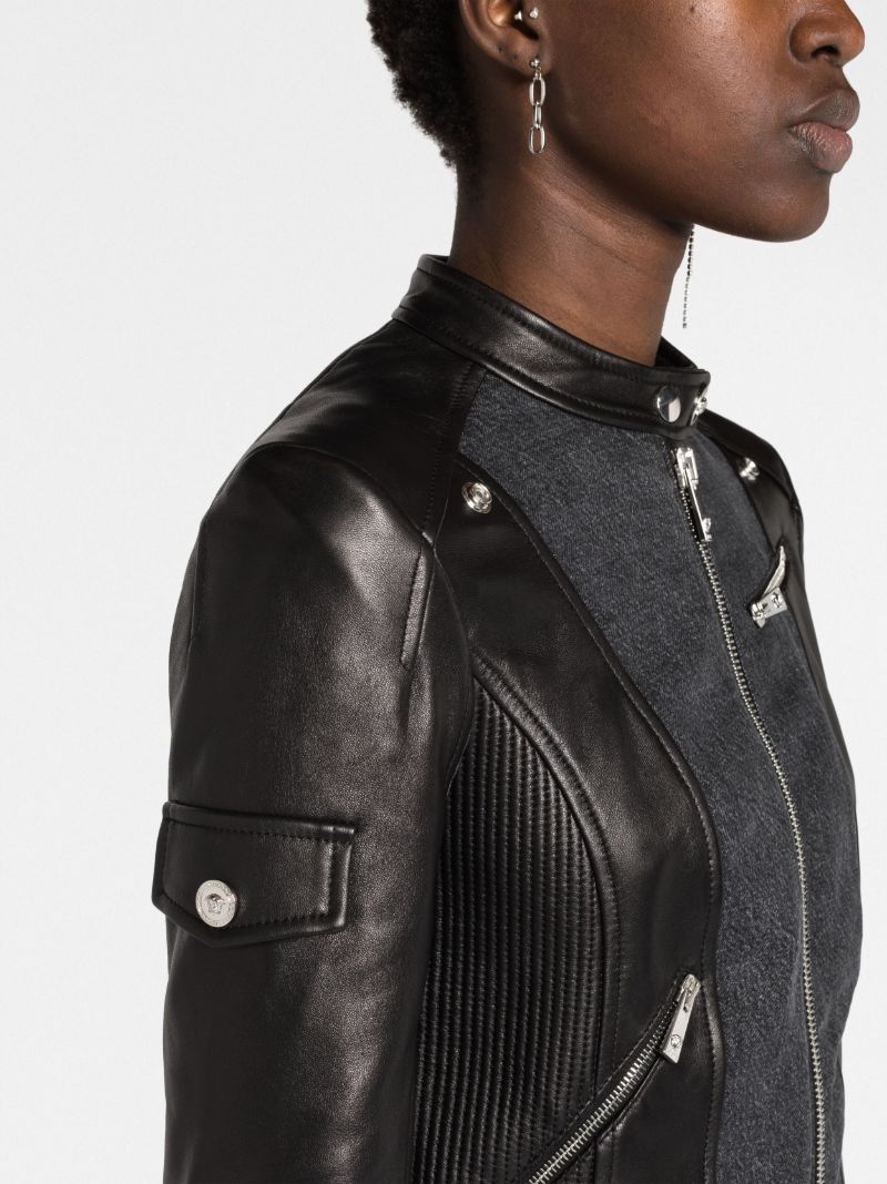 Black Panelled Biker Jacket