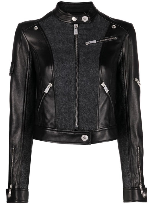 Black Panelled Biker Jacket