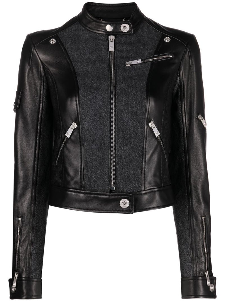Black Panelled Biker Jacket