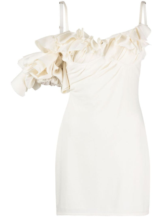 White La Robe Duna Ruffle Mini Dress