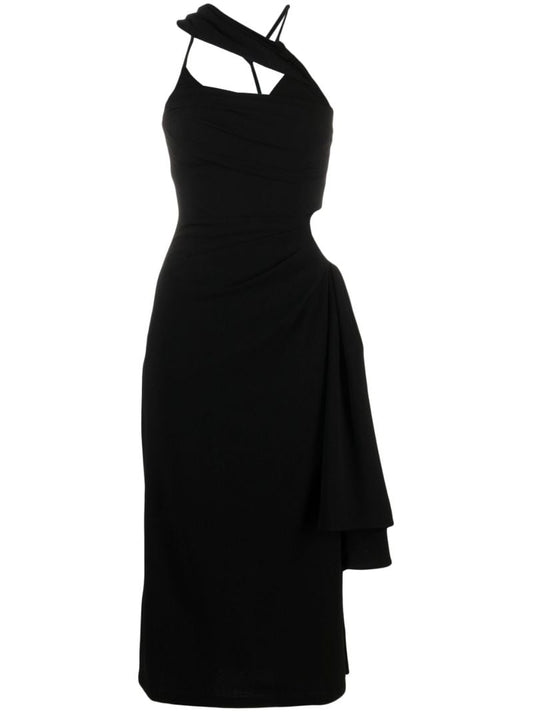 Black La Robe Abanada Draped Dress