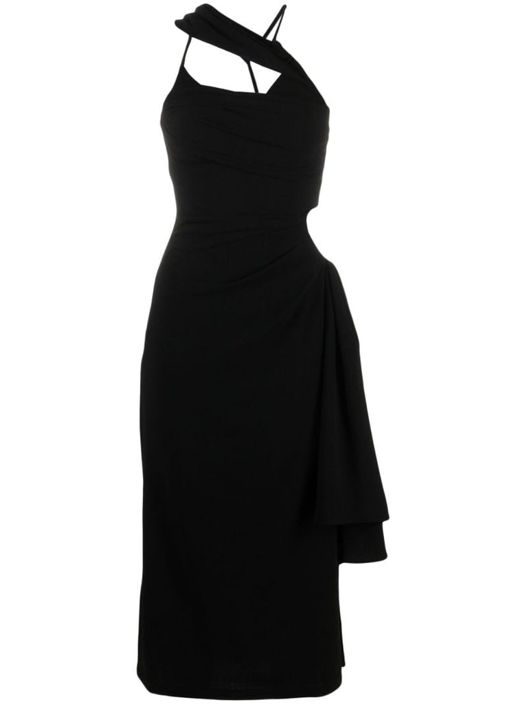 Black La Robe Abanada Draped Dress