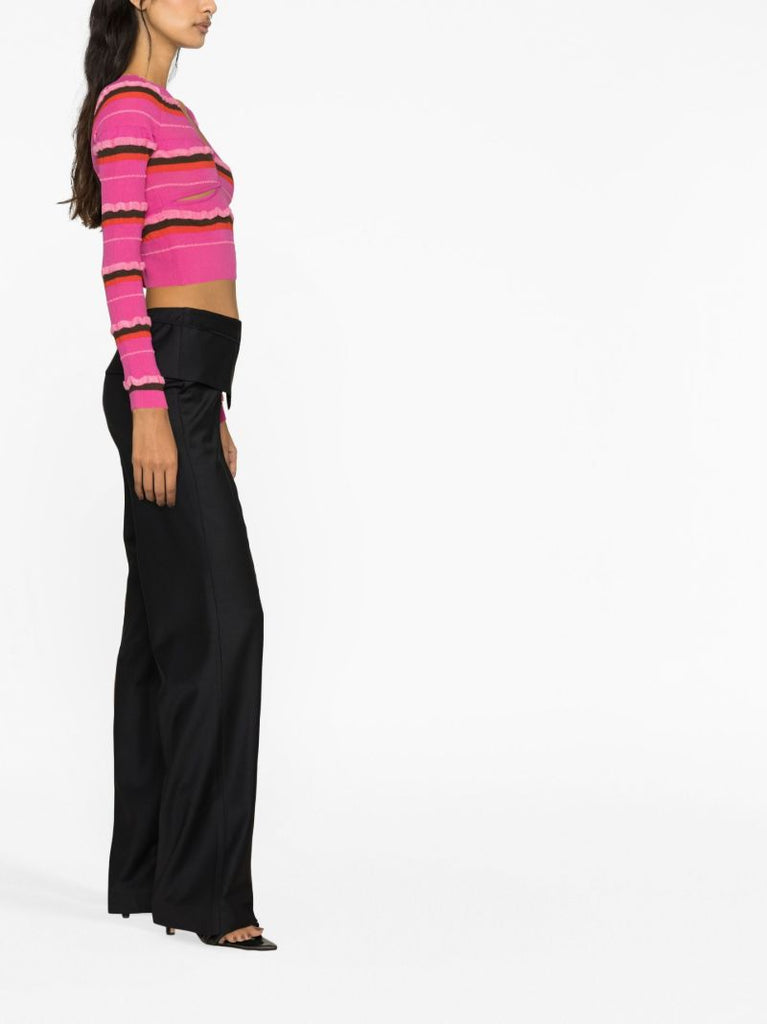 Pink Tordu Asymmetric Cropped Cardigan