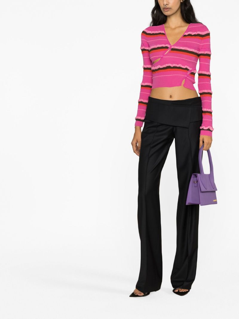 Pink Tordu Asymmetric Cropped Cardigan