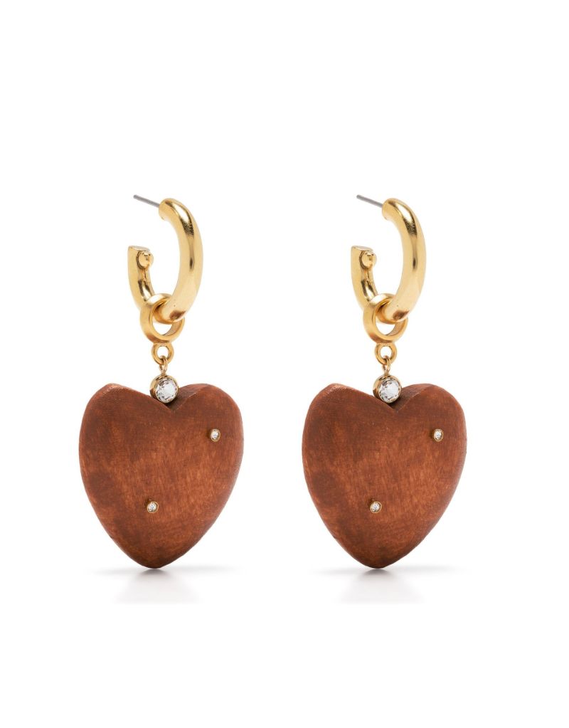 Gold-plated Wes Wooden Drop Earrings