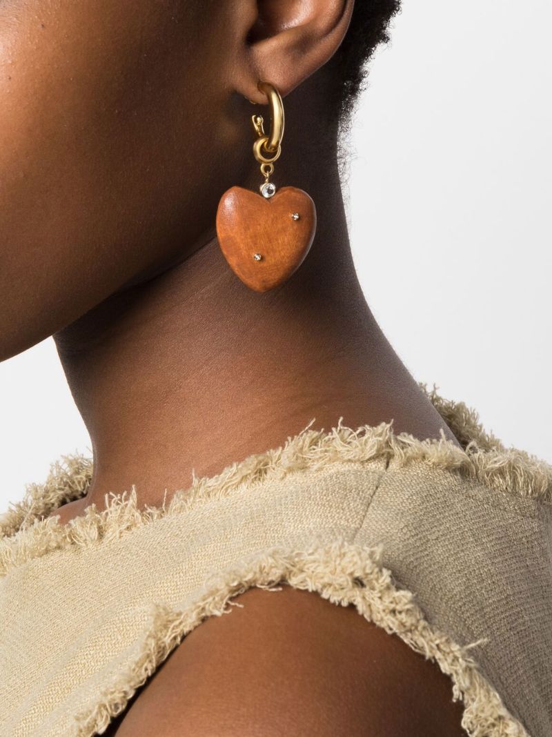 Gold-plated Wes Wooden Drop Earrings