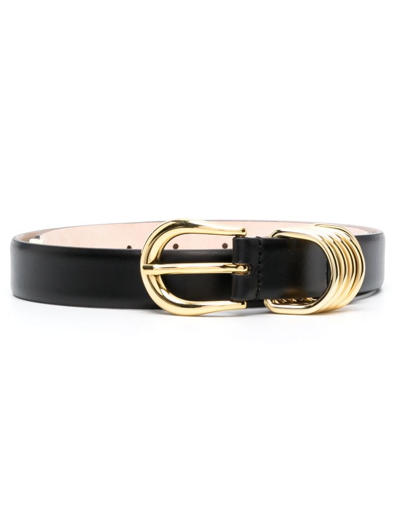 Black Hollyhock 3-ring Leather Belt