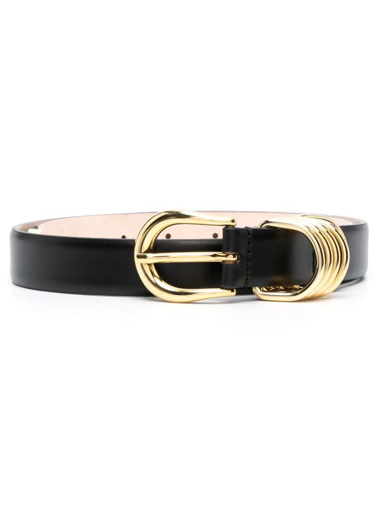 Black Hollyhock 3-ring Leather Belt