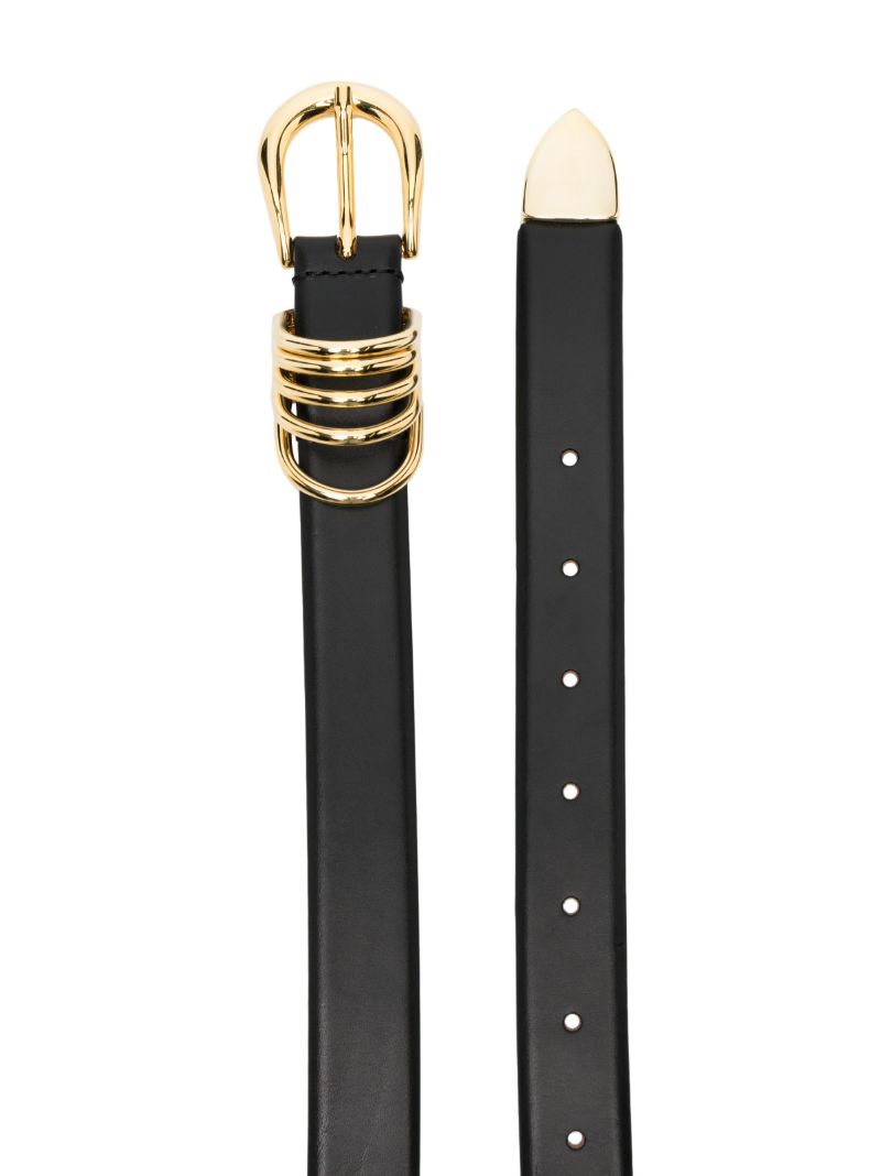 Black Hollyhock 3-ring Leather Belt