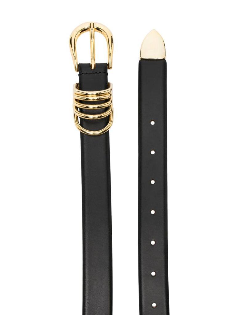 Black Hollyhock 3-ring Leather Belt