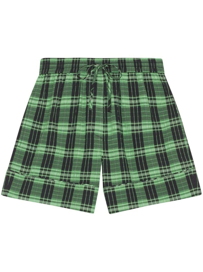 Green Check Print Shorts