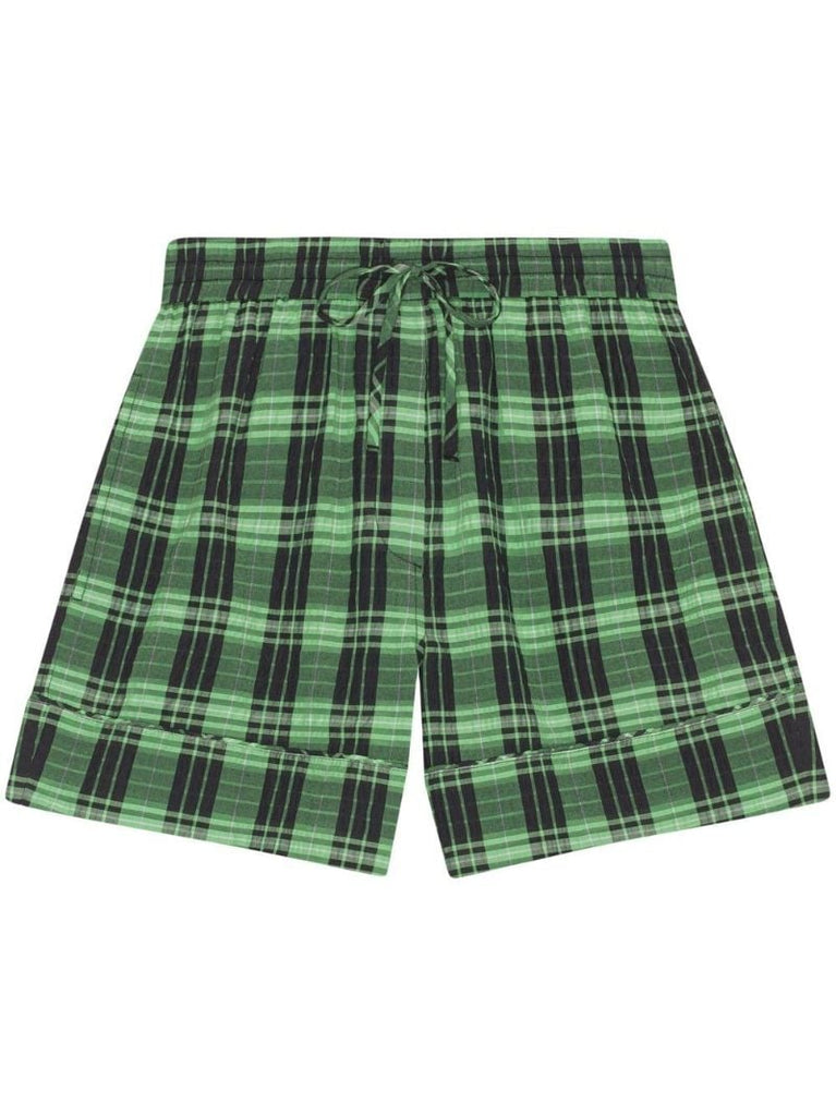 Green Check Print Shorts