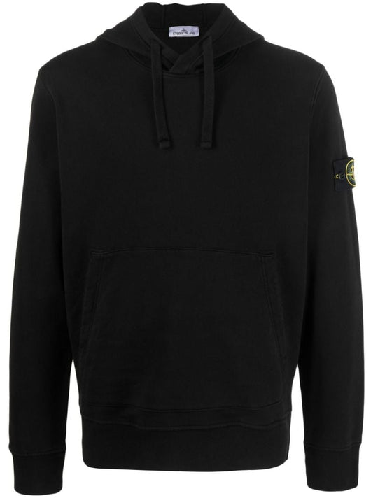 Black Compass-badge Cotton Hoodie