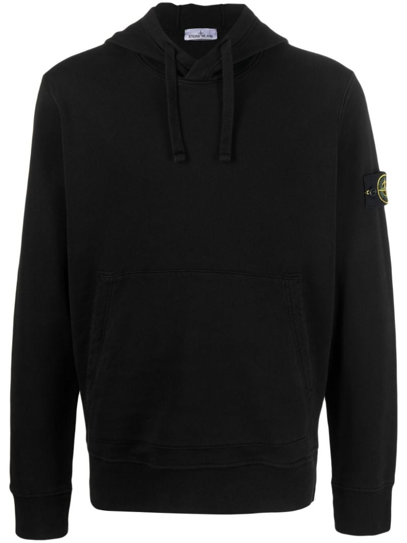 Black Compass-badge Cotton Hoodie