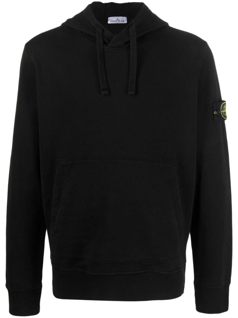 Black Compass-badge Cotton Hoodie