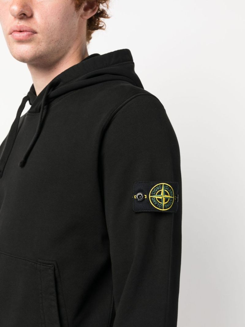 Black Compass-badge Cotton Hoodie