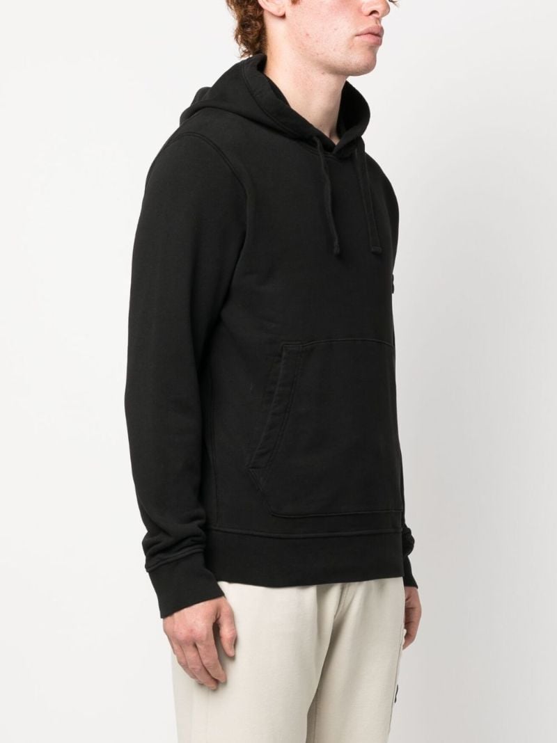 Black Compass-badge Cotton Hoodie