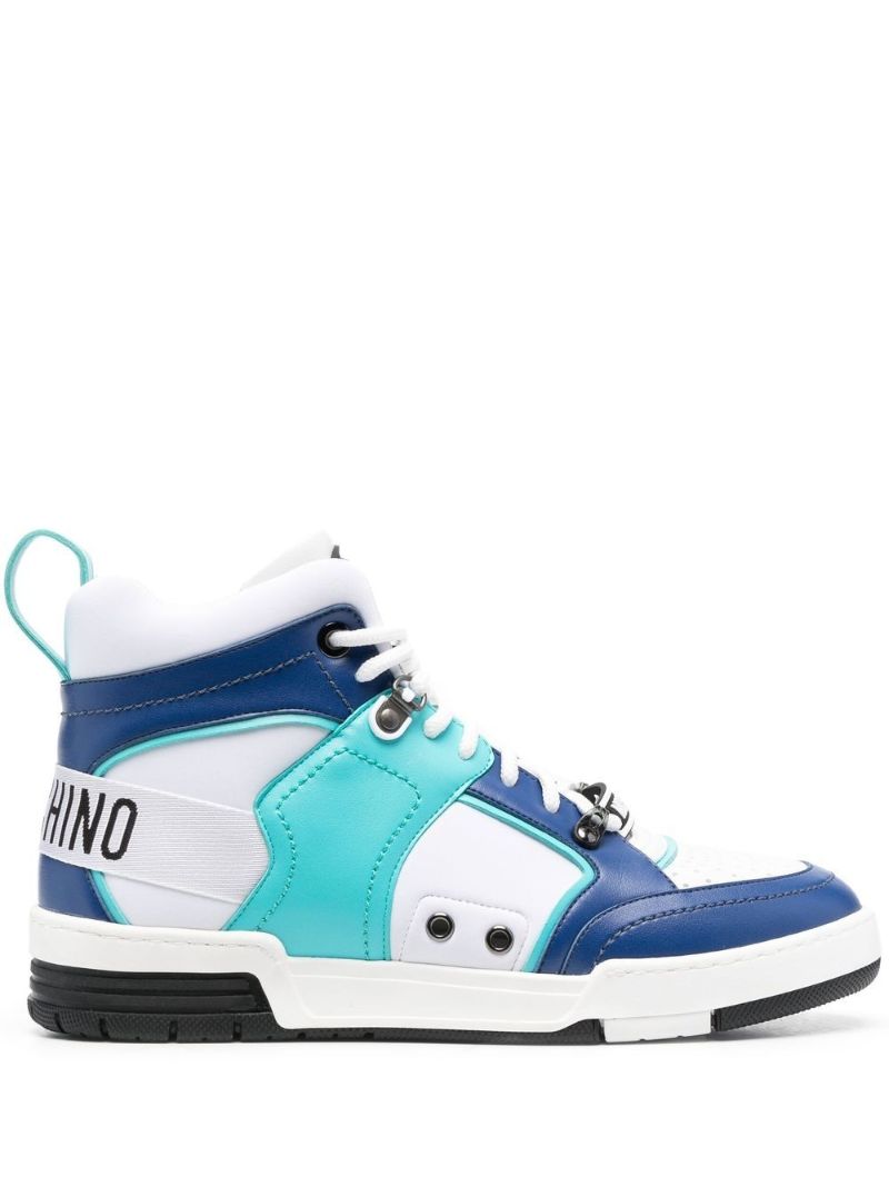 Blue Colour Block High-top Sneakers