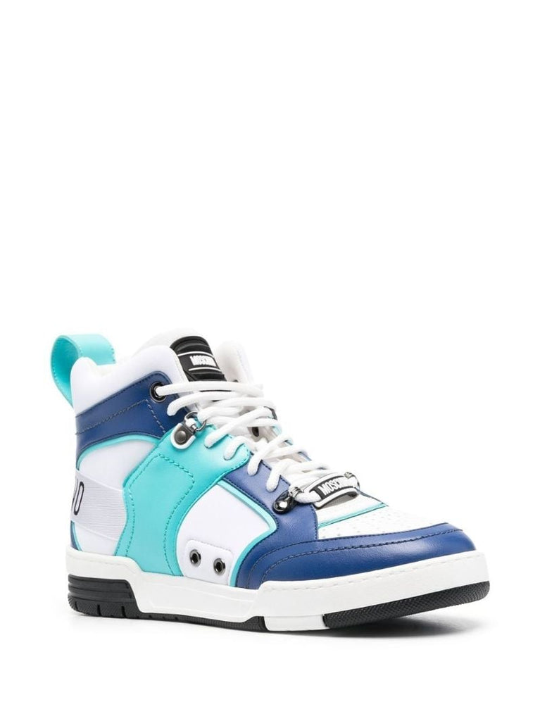 Blue Colour Block High-top Sneakers