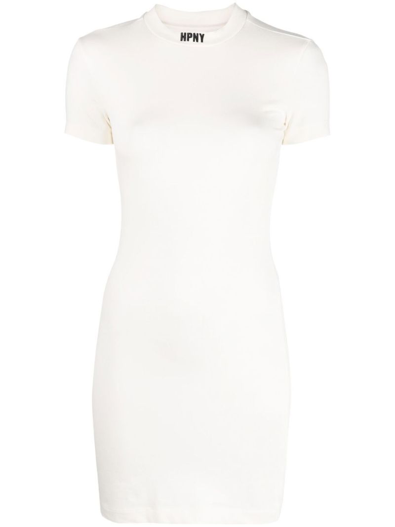 White Embroidered-logo T-shirt Dress