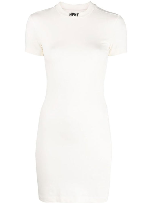 White Embroidered-logo T-shirt Dress
