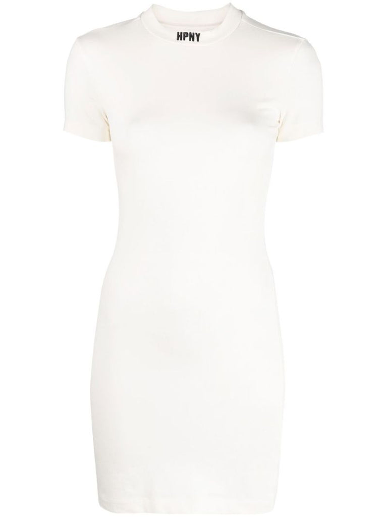 White Embroidered-logo T-shirt Dress