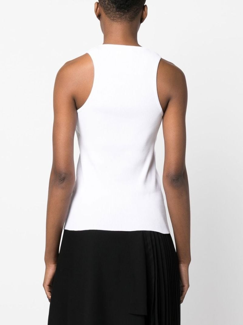 White 4g Logo Embroidery Tank Top