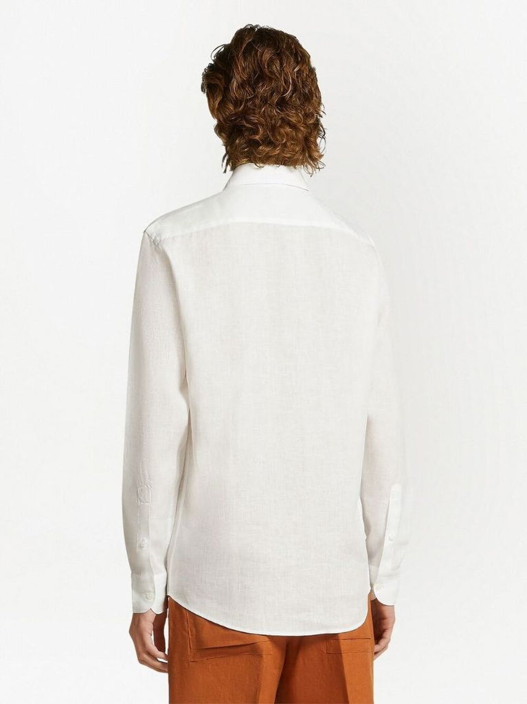 White Linen Long Sleeved Shirt