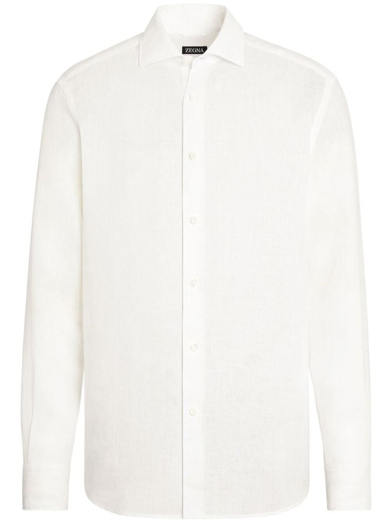 White Linen Long Sleeved Shirt