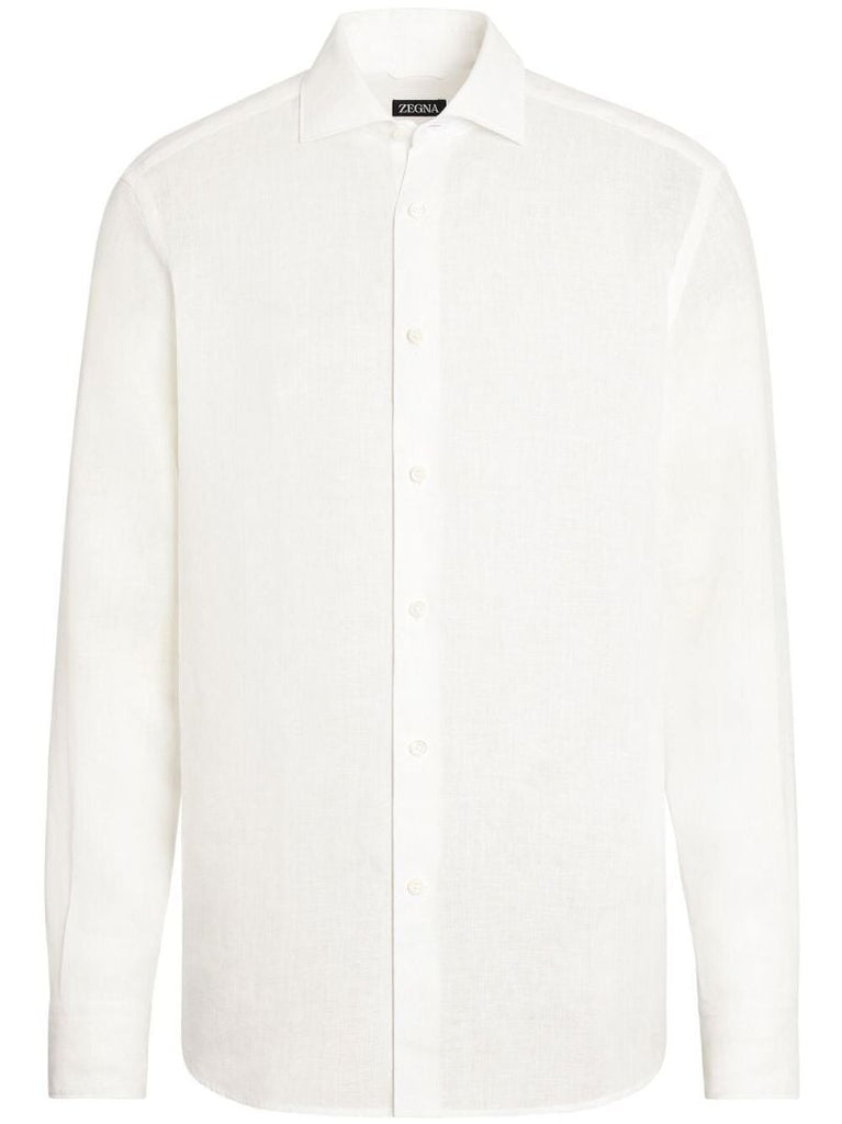 White Linen Long Sleeved Shirt