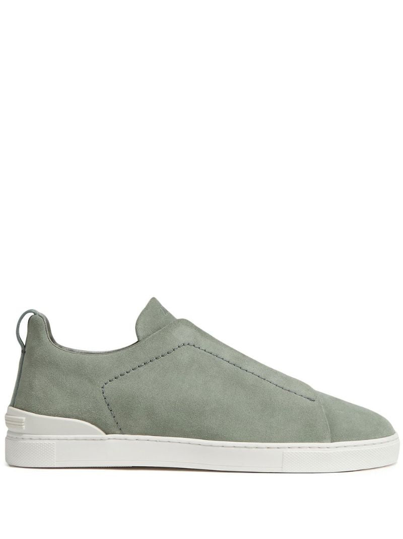 Green Triple Stitch Suede Sneakers