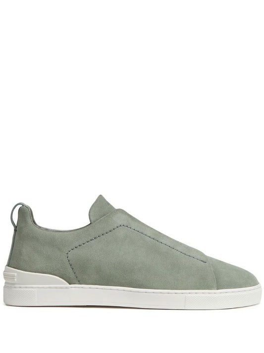 Green Triple Stitch Suede Sneakers